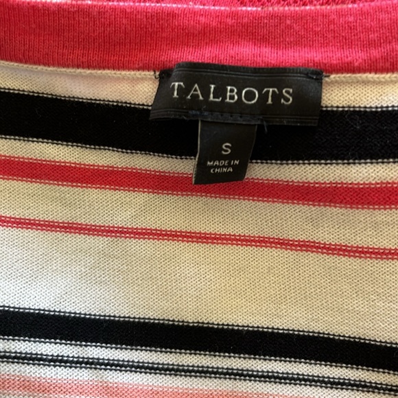 Scoop neck Striped Sleeveless Pink, Coral and Black Cotton Sweater from Talbots - Picture 2 of 7